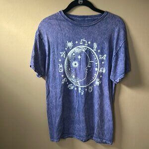 Purple Graphic T-Shirt with Celestial Design